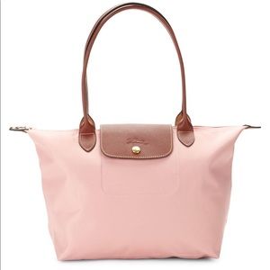 Authentic longchamp le pliage small pink long handle tote